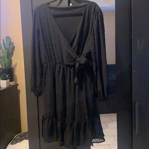 Black Swiss Dot A-Line dress